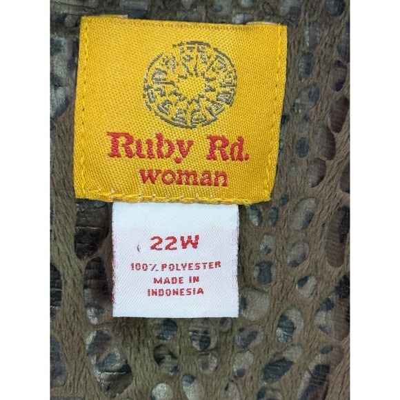 Ruby Rd Snake Print Animal Print  Zip Up Jacket Olive/Brown Lightweight Size 22W - Picture 10 of 11